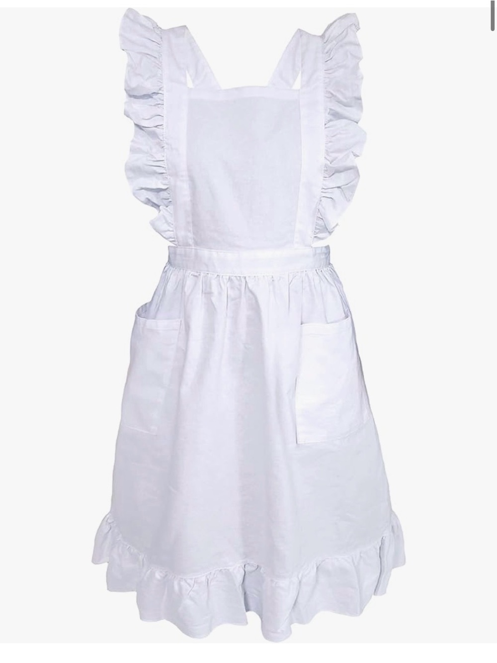 *NWT White Ruffled Pinafore Apron Dress